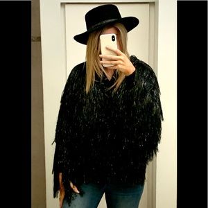 Zara Black Fur Metallic Jacket